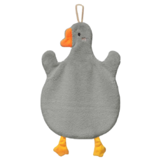 可愛鴨子造型擦手巾 珊瑚絨吸水加厚擦手巾 掛式擦手巾 抹布【WY0141】, 灰, 1個