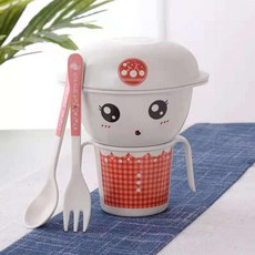 竹纖維兒童餐具套裝 寶寶幼兒園分格餐盤碗勺, 1個, 女孩五件套禮盒裝