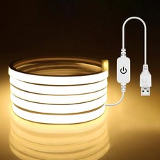 1m/2m/3m LED 조명 스트립 방수 5V USB COB 실내 및 실외 침실에 대 한 디 밍이 가능한, Warm White 3m