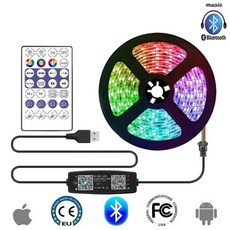 WS2812B 스마트 Led 30/60/144 픽셀/메터 RGB 개별 주소 지정 빛 USB 블루투스 음악 컨트롤러 키트 DC5V, 02 5m 96Led Kit, 03 IP30 Non Waterproof, 02 Black PCB