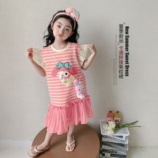 賣場優選新款可愛童裝女童洋裝女童夏季連衣裙2025新款洋氣時髦女孩夏裝裙子美樂蒂玉桂狗公主裙