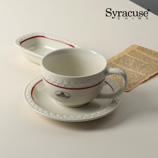 시라쿠스 쉐난고 카디날 카페라떼잔 세트 350ml, 1세트, 화이트&버건디라인