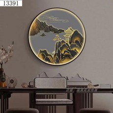 동양화 액자 일식집 인테리어 입구 거실 풍경 장식 산수화 조명, H. 9푸수이 진산