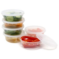 밀폐 뚜껑이 있는 플라스틱 식품 보관 용기 226.8g(8온스) - BPA 프리 레스토랑 델리 컵 세이버 식사량 조절 및 식사 준비 용기 48팩 178743, 밀폐 뚜껑이 있는 플라스틱 식품 보관 용기 226.8g