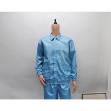 [제전복 긴팔상의] Y카라 스카이블루 작업복 크린룸용 방진복 크린룸 정전기방지 무진복 반도체, 하늘색(skyblue), 4XL, 1개