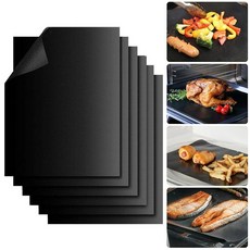 Demiwise 야외 그릴용 재사용 가능한 그릴 매트 6개 세트 튼튼한 논스틱 BBQ 및 오븐 라이너 간편한 세척 가스 숯 전기 그릴에 사용 - 49.9 x 33cm(1, 6 Pack Grill Mats, 블랙