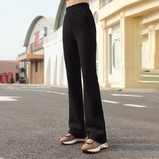 QUEEN YOGA 瑜伽休閒外穿高腰垂感喇叭長褲 簡約時尚 舒適透氣