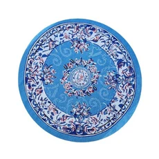 112 스케일 인형 집 카펫 놀이 장식 바닥 깔개 꽃 패턴 매트 액세서리, 1세트, blue-round