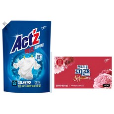 피죤 액츠 퍼펙트 실내건조 액상세제 일반/드럼겸용 1.5L + 피죤 건조기 섬유유연제 드라이시트 40매, 실내건조+플라워페스티벌, 1세트