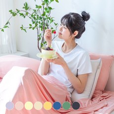 에어쿨 시원한 냉감 여름 홑이불, 피치살몬