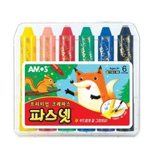 아모스 파스넷 프리미엄 크레파스, 6색, 1세트