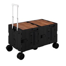 摺疊式露營手推車 150L加大容量 聚攏式折疊 超強承重能力, 鋼琴黑, 1個