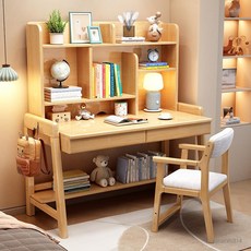 可開發票 書桌 實木兒童書桌 學生家用小學生學習桌可升降臥室小戶型初中生寫字桌, 胡桃色單桌,100x60x156cm
