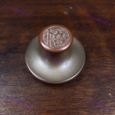 坭興陶茶壺底墊蓋置蓋託底座杯託 家用蓋碗蓋託茶蓋託, 1個, 悟字蓋置高度約4厘米