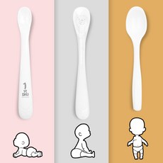 디자인앤쿠 3단계 이유식스푼 초기 중기 후기 준비물 실리콘 아기 수저 유아 숟가락, 디쿠 올데이(유아부터)스푼 화이트