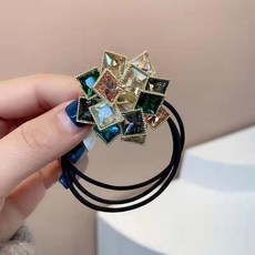 363水晶輕奢方塊扎頭繩不傷髮, 彩色, 1個