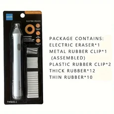 Tenwin 전기 지우개 스케치 지우개 학교 문구 용품 미술 그림 자동 문구 선물, 01 WHITE