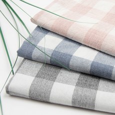 유명한원단 셔츠원단 대폭 20수 워싱 선염 면 평직 원단 빈티지 깅엄 체크 3종, 그레이, 1개