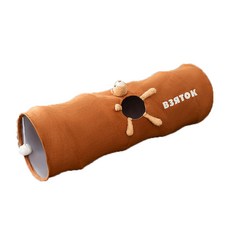 【珮慈星系】卡通貓隧道 貓咪隧道窩 可折疊 貓咪玩具 寵物隧道, 1個, 卡通貓隧道-棕色小熊小號