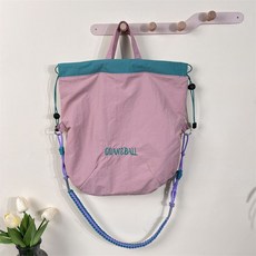 INDOOMS 尼龍單肩抽繩輕便包, 粉色雙面尼龍手提包, 1個