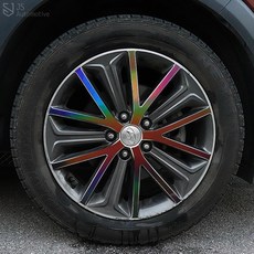 [비브랜드] 피그파인더 18인치 홀로그램 휠마스크 기스커버 스크래치보호 방지 DIY 프리즘 스티커 용품 올뉴투싼 호환, 블랙홀로그램, 1개