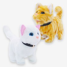 움직이는 동물인형 강아지 토끼 고양이 인형, 1개, 브라운 고양이