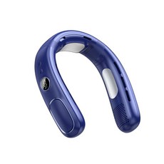 오스틱니 반도체 냉각 목걸이형 팬 USB 충전식 무날개 아이스팩 팬 야외 휴대용 목걸이형 소형 팬, 블루