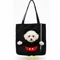 드림베이스 작은 극소 강아지 고양이 얼굴 인형 토트백 5종 귀여운 반려동물 외출 이동가방, 블랙 퍼피수트