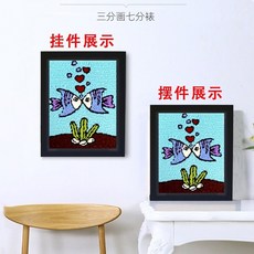 집에서할수있는 집콕 취미 스킬자수 펀치니들 세트, 58.하늘색키스물고기+프레임