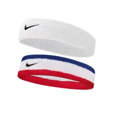 나이키 스우시 클래식 헤어밴드 2P, 1세트, 화이트+블루화이트레드혼합