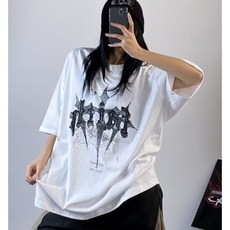 [디디댄스] 원크루 반팔 힙합티 스트릿 댄스복 공연복 KPOP 방송의상 걸스힙합, 화이트