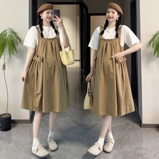 大碼孕婦裝夏季連衣裙新款2026洋氣時髦寬鬆遮肚顯瘦揹帶裙子套裝