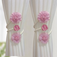 新款樹枝花窗簾綁帶創意紗簾釦環輕奢高檔裝飾綁繩綁收納夾窗簾裝飾配件, 丁香紫/1對裝, 1個