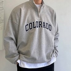 스몰더 남자 오버핏 콜로라도 반집업 맨투맨 티 [1980]