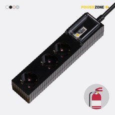 파워존 웨이브 자동소화 고용량 멀티탭3구 누전차단 50cm 1.5m 3m 5m 7m 에어컨 냉풍기, 1개, 자동소화+과부하차단+누전차단 3구 7m 블랙