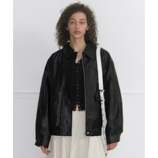 [락케이크] Overfit Leather Blouson Jacket - Black