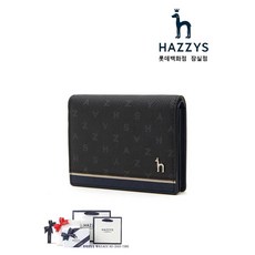 [백화점매장정품] 헤지스 HJHO3F457BK_ 남성용 블랙 가죽 패턴 배색 반지갑 074 고급스런 로고 포인트 소가죽