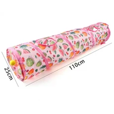 접이식 긴/사각형 고양이 터널 장난감 여름 과일 인쇄 롤링 공이있는 대화 형 고양이 터널 재미있는 애완, 01 Long Way