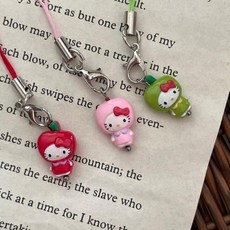 고양이 캣 컬러 알록달록 비비드 DIY 키링 열쇠고리 폰줄 가방꾸미기 포인트 소품샵, 그린