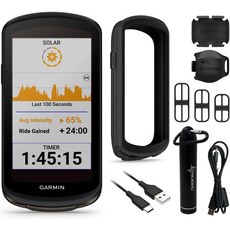 Wearable4U Garmin Edge 1040 GPS 사이클링 컴퓨터태양광 충전 기능 온로드 및 오프로드 케이스 속도 케이던스 센서 EBank 번들 포함, 웨어러블4U - 케이스 속도 및 케이던스 센서와 E-뱅, 1개