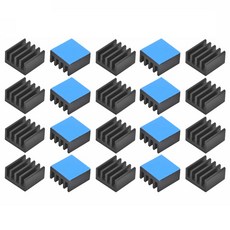 열 전도성 접착 테이프가 있는 4PCS 블랙 알루미늄 방열판 40x40x20mm 냉각기 VRM GPU 스테퍼 드라이버 3D 프린터 모터 냉각용, 9×9×5mm（20pcs）