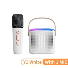 블루투스노래방마이크 다기능 무선 블루투스 스피커 RGB 2 마이크 휴대용 음악 플레이어 가라오케 기계 가정 선물 Y1, 1) White With 1 MIC