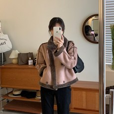 rigiu 여성 가을 겨울 무스탕 스웨이드 털잠바 양모 자켓 코트 따뜻한 겨울 아우터 19156230 호 T5P2J8