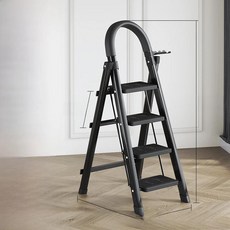 강철 사다리 실내 접이식 계단 캠핑 야외 테이블, 1개, 10. 4단 검정색 안전 손잡이 사다리