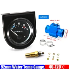 호환 차량 수온 게이지 센서 어댑터 레이싱 수온 표시기 계량기 12V 가솔린 차량 1/8NPT 섭씨 40 ~ 120 도, 05 Blue 32MM