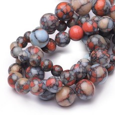 Chicager 주얼리 제작용 천연 보석 비즈 6mm 블루 토르말린 광택 매끄러운 라운드 원석 비즈 팔찌 목걸이용 38.1cm(15인치), 다채로운 임페리얼 재스퍼