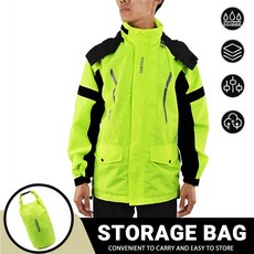 WOSAWE 오토바이 비옷 남성용 방수 두꺼운 플러스 사이즈 라이딩 전신 스플릿 싱글 레인 코트 레인 팬츠, EU XL (아시아 2XL), 녹색 재킷