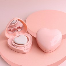 플릿플릿 하트 거울 퍼프 포함 쿠션 공병 케이스 30ml 단지형, 2개, 핑크