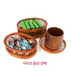 빗살타원 대나무 다과 바구니 부럼 떡 사탕 계란 한과, 1개