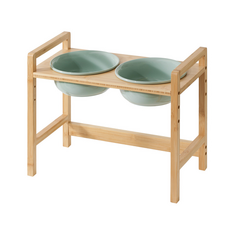 마브펫 강아지 대형견 높이조절 원목 식기 밥그릇, 2구세트-L사이즈, 1개, 라이트그린